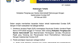 Coretax terkendala, DJP hapus sanksi administratif bagi wajib pajak yang telat bayar atau telat lapor SPT masa Januari-Maret 2025.