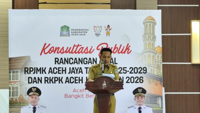 Wakil Bupati Aceh Jaya, Muslem D, saat membuka Konsultasi Publik  RPJMK 2025–2029