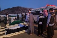 Salah seorang jenazah jamaah haji Aceh saat hendak dilakukan proses pemakaman, di Arab Saudi, Sabtu (31/5/2025). Foto Kemenag Aceh