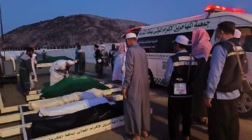Salah seorang jenazah jamaah haji Aceh saat hendak dilakukan proses pemakaman, di Arab Saudi, Sabtu (31/5/2025). Foto Kemenag Aceh