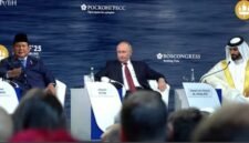 residen Republik Indonesia Prabowo Subianto saat menyampaikan pidato pada sesi pleno St. Petersburg International Economic Forum (SPIEF) 2025 di ExpoForum Convention and Exhibition Centre, St. Petersburg, Rusia, 