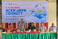 Bupati Aceh Jaya, Safwandi saat memberikan sambutan pada Launching Aceh Jaya Connect