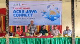Bupati Aceh Jaya, Safwandi saat memberikan sambutan pada Launching Aceh Jaya Connect