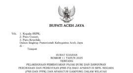 Surat Edaran Bupati Aceh Jaya Terkait Himbauan Pajak Bumi dan Bangunan